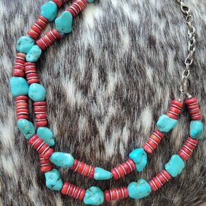 Turquoise and Coral Necklace
